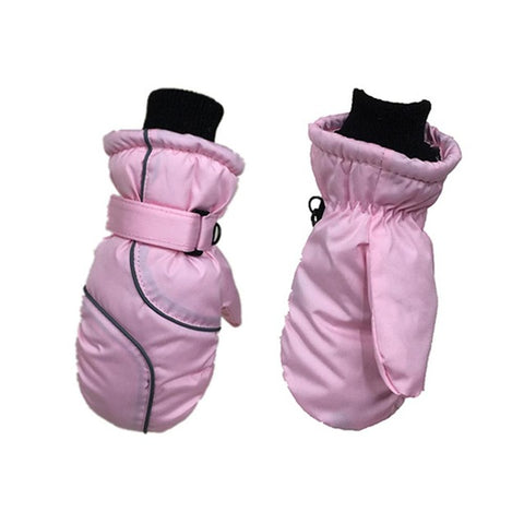 1Pair Children Thick Warm Stitching Ski Gloves Fashion Waterproof Windproof Outdoor Kids Girls Boys Mittens