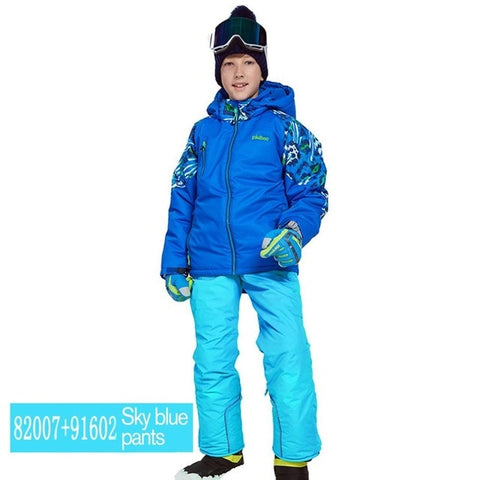 phibee Boys/Girls Ski Suit Waterproof Pants+Jacket Set Winter Sports Thickened Clothes Children's Ski Suits NEW ARRIVAL