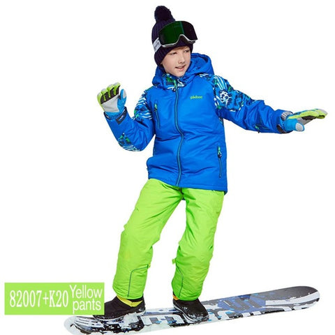 phibee Boys/Girls Ski Suit Waterproof Pants+Jacket Set Winter Sports Thickened Clothes Children's Ski Suits NEW ARRIVAL