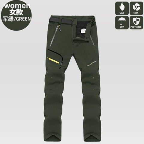 -30 Degree Thick Warm Fleece Softshell Pants Women Men Outdoor Trekking Fishing Camping Hiking Skiing Trousers Waterproof Pants