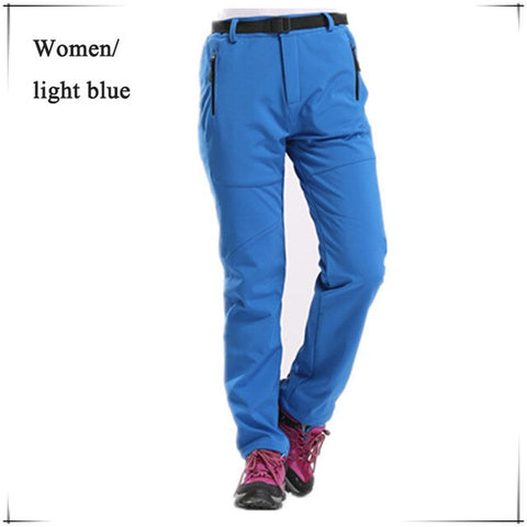 Pants Outdoor -20 Degree Hiking Trousers Winter  Fleece Softshell Pants Man Women Skiing Camping Waterproof Trekking Pants