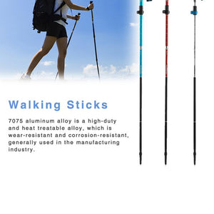 Collapsible Walking Trekking Pole Cane Poles Auminum Alloy Telescopic 7075 Trekking Sticks For Hiking Skiing Travel Hiking Equip