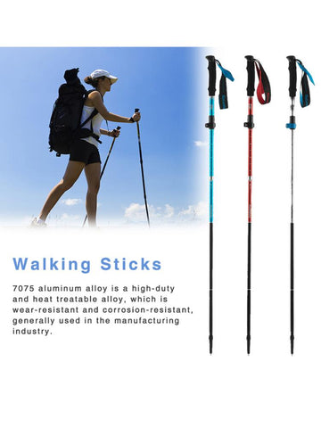 Collapsible Walking Trekking Pole Cane Poles Auminum Alloy Telescopic 7075 Trekking Sticks For Hiking Skiing Travel Hiking Equip