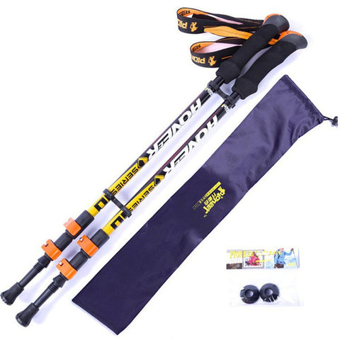 Pioneer Ultra-light Adjustable Camping Hiking Walking Trekking Stick Alpenstock Carbon Fiber Climbing Skiing Trekking Pole