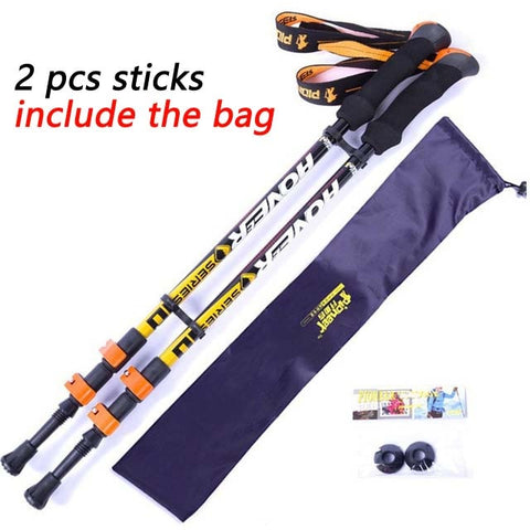 Pioneer Ultra-light Adjustable Camping Hiking Walking Trekking Stick Alpenstock Carbon Fiber Climbing Skiing Trekking Pole