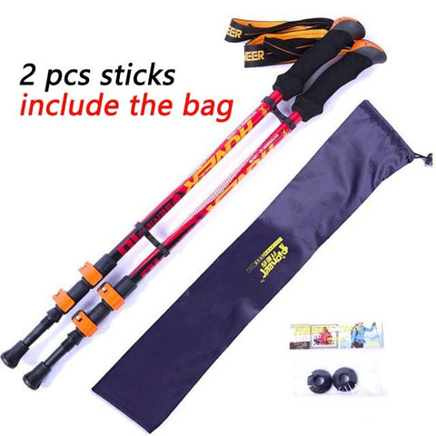 Pioneer Ultra-light Adjustable Camping Hiking Walking Trekking Stick Alpenstock Carbon Fiber Climbing Skiing Trekking Pole