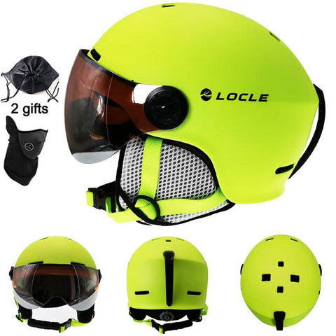 LOCLE Ski Helmet With Goggles Integrally-molded Winter Sports Snowmobile Helmet Skiing Helmet Ski Snowboard Helmet With Visor