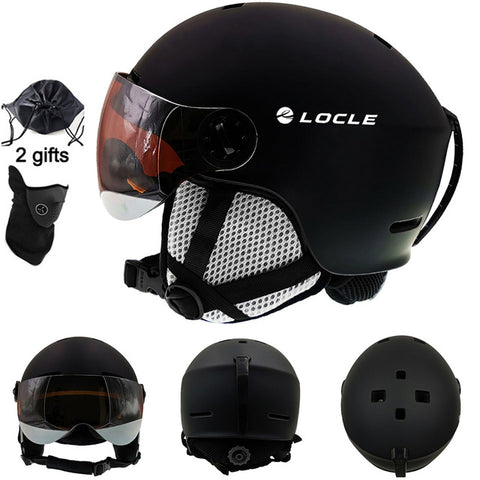 LOCLE Ski Helmet With Goggles Integrally-molded Winter Sports Snowmobile Helmet Skiing Helmet Ski Snowboard Helmet With Visor