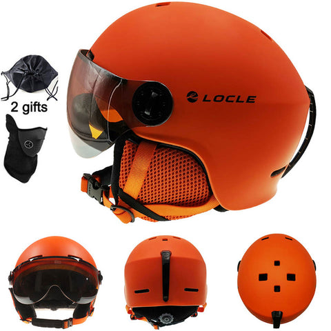 LOCLE Ski Helmet With Goggles Integrally-molded Winter Sports Snowmobile Helmet Skiing Helmet Ski Snowboard Helmet With Visor