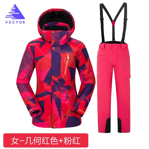 VECTOR Brand Ski Suit Women Warm Waterproof Skiing Suits Set Ladies Outdoor Sport Winter Coats Snowboard Snow Jackets and Pants