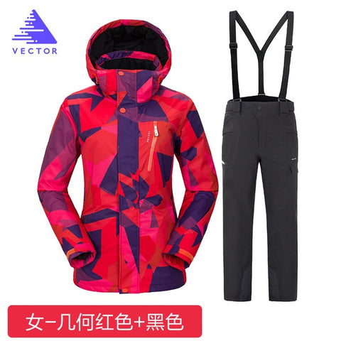 VECTOR Brand Ski Suit Women Warm Waterproof Skiing Suits Set Ladies Outdoor Sport Winter Coats Snowboard Snow Jackets and Pants