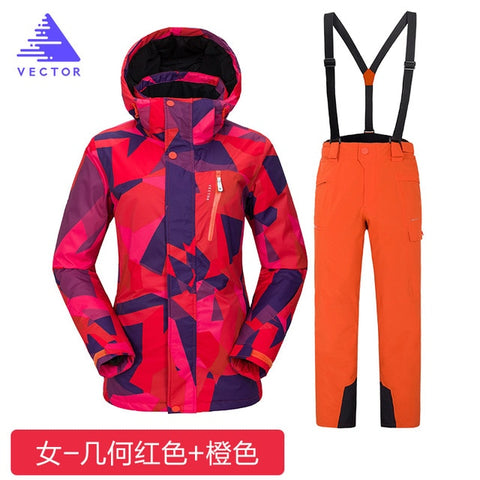 VECTOR Brand Ski Suit Women Warm Waterproof Skiing Suits Set Ladies Outdoor Sport Winter Coats Snowboard Snow Jackets and Pants