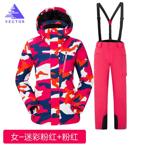 VECTOR Brand Ski Suit Women Warm Waterproof Skiing Suits Set Ladies Outdoor Sport Winter Coats Snowboard Snow Jackets and Pants