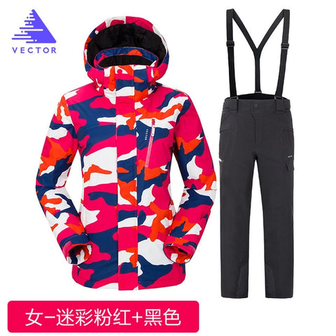 VECTOR Brand Ski Suit Women Warm Waterproof Skiing Suits Set Ladies Outdoor Sport Winter Coats Snowboard Snow Jackets and Pants