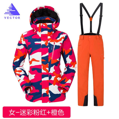 VECTOR Brand Ski Suit Women Warm Waterproof Skiing Suits Set Ladies Outdoor Sport Winter Coats Snowboard Snow Jackets and Pants