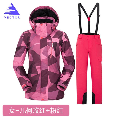 VECTOR Brand Ski Suit Women Warm Waterproof Skiing Suits Set Ladies Outdoor Sport Winter Coats Snowboard Snow Jackets and Pants