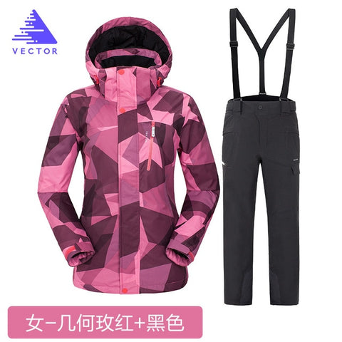 VECTOR Brand Ski Suit Women Warm Waterproof Skiing Suits Set Ladies Outdoor Sport Winter Coats Snowboard Snow Jackets and Pants