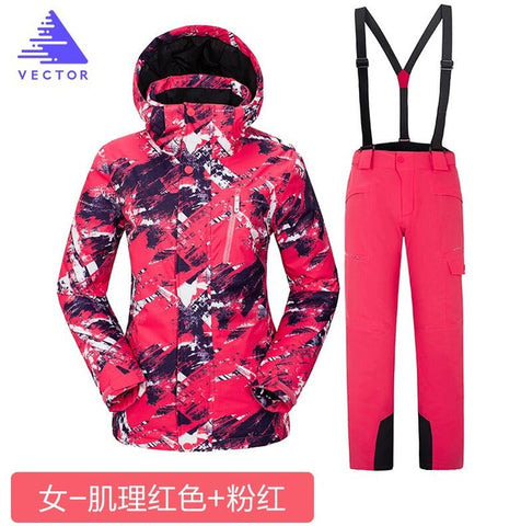 VECTOR Brand Ski Suit Women Warm Waterproof Skiing Suits Set Ladies Outdoor Sport Winter Coats Snowboard Snow Jackets and Pants