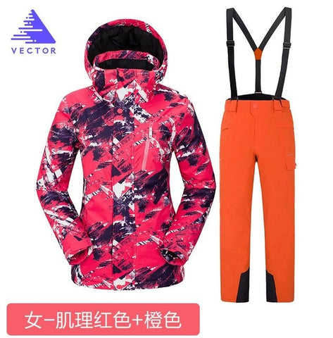 VECTOR Brand Ski Suit Women Warm Waterproof Skiing Suits Set Ladies Outdoor Sport Winter Coats Snowboard Snow Jackets and Pants