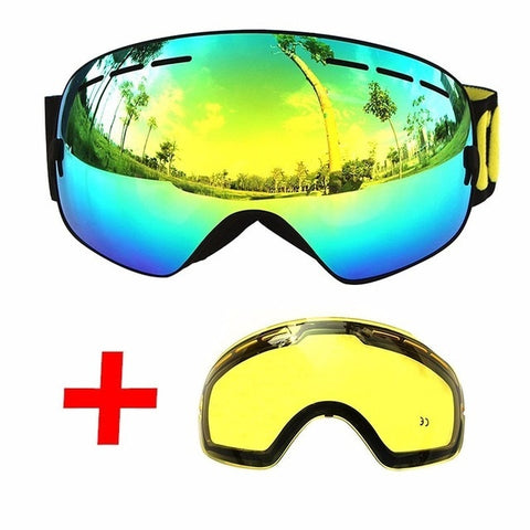 COPOZZ Ski Goggles Double Layers UV400 Anti-fog Big Ski Mask Glasses Skiing Men Women Professional Snow Eyewear GOG-201 Lens