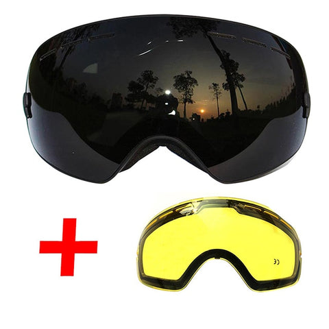 COPOZZ Ski Goggles Double Layers UV400 Anti-fog Big Ski Mask Glasses Skiing Men Women Professional Snow Eyewear GOG-201 Lens