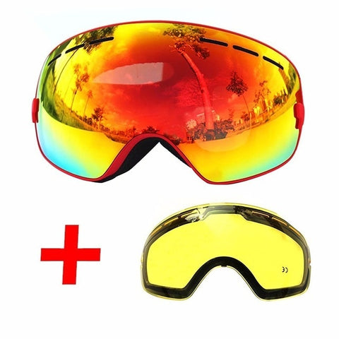 COPOZZ Ski Goggles Double Layers UV400 Anti-fog Big Ski Mask Glasses Skiing Men Women Professional Snow Eyewear GOG-201 Lens