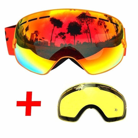 COPOZZ Ski Goggles Double Layers UV400 Anti-fog Big Ski Mask Glasses Skiing Men Women Professional Snow Eyewear GOG-201 Lens