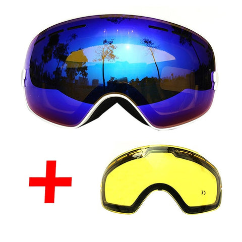 COPOZZ Ski Goggles Double Layers UV400 Anti-fog Big Ski Mask Glasses Skiing Men Women Professional Snow Eyewear GOG-201 Lens