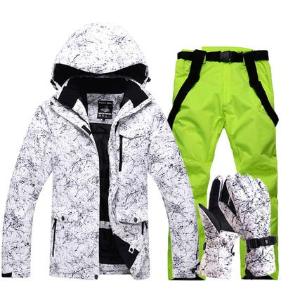 New Thicken Warm Ski Suit Men Women Winter Windproof Waterproof Skiing Gloves Snowboard Jacket Pants Suit Male Plus Size 3XL