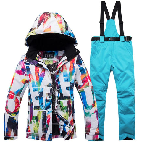 New Thick Warm Ski Suit Women Waterproof Windproof Skiing and Snowboarding Jacket Pants Set Female Snow Costumes Outdoor Wear