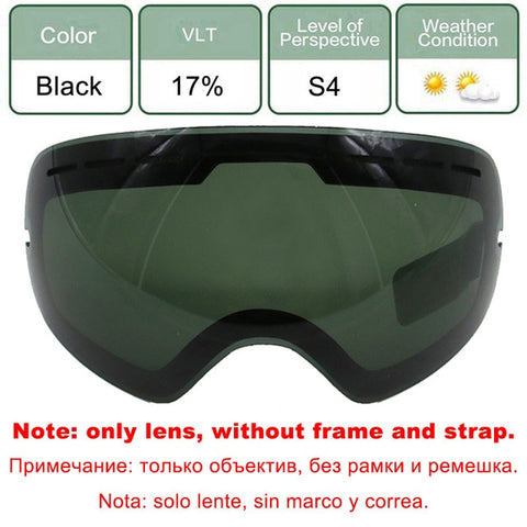 LOCLE Anti-fog Ski Goggles UV400 Ski Glasses Double Lens Skiing Snowboard Snow Goggles Ski Eyewear With One Brightening Lens