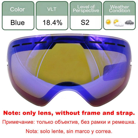 LOCLE Anti-fog Ski Goggles UV400 Ski Glasses Double Lens Skiing Snowboard Snow Goggles Ski Eyewear With One Brightening Lens