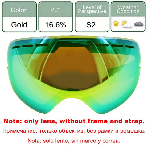 LOCLE Anti-fog Ski Goggles UV400 Ski Glasses Double Lens Skiing Snowboard Snow Goggles Ski Eyewear With One Brightening Lens