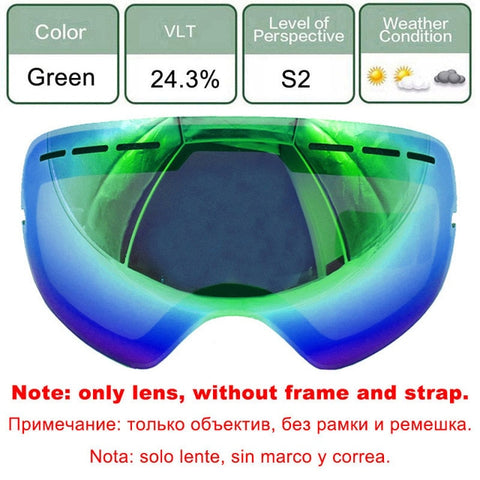 LOCLE Anti-fog Ski Goggles UV400 Ski Glasses Double Lens Skiing Snowboard Snow Goggles Ski Eyewear With One Brightening Lens