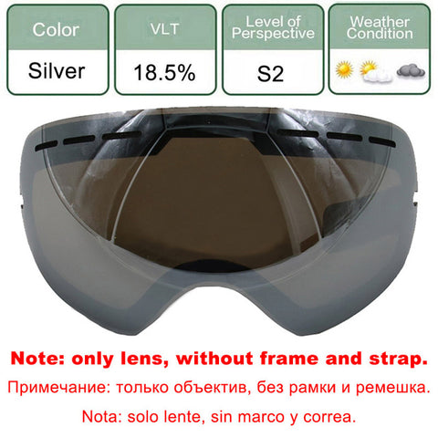 LOCLE Anti-fog Ski Goggles UV400 Ski Glasses Double Lens Skiing Snowboard Snow Goggles Ski Eyewear With One Brightening Lens