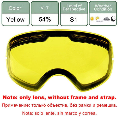 LOCLE Anti-fog Ski Goggles UV400 Ski Glasses Double Lens Skiing Snowboard Snow Goggles Ski Eyewear With One Brightening Lens